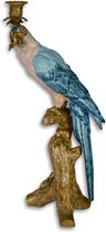 Kandelaar - papegaai op tak - brons - porselein - 50,2cm hoog