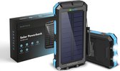 SAMTECH Solar Powerbank met 20000mAh – 4 USB-poorten – Zonne Energie – Iphone en Samsung – USB-C, Micro-USB & 2x USB 3.0 – Zwart / blauw