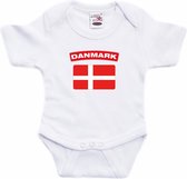 Danmark baby rompertje met vlag wit jongens en meisjes - Kraamcadeau - Babykleding - Denemarken landen romper 56 (1-2 maanden)