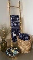 kerst - winter fleece - kerstplaid - 150x200 cm -  blauw / wit - onbeschrijfelijk zacht - mooie kwaliteit