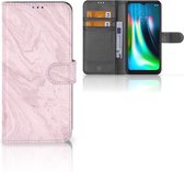 GSM Hoesje Motorola Moto G9 Play | E7 Plus Flip Case Marble Pink