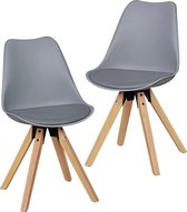 Pippa Design set van 2 eetkamerstoelen met zachte zitting - grijs