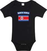 North-Korea baby rompertje met vlag zwart jongens en meisjes - Kraamcadeau - Babykleding - Noord-Korea landen romper 68 (4-6 maanden)