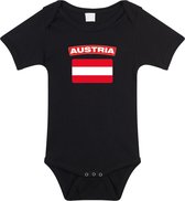 Austria baby rompertje met vlag zwart jongens en meisjes - Kraamcadeau - Babykleding - Oostenrijk landen romper 80 (9-12 maanden)