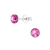 Joy|S - Zilveren 5 mm oorknoppen - kristal magenta roze