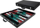 Backgammonkoffer zwart ingelegd vilt XL 53x8 cm
