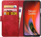 Rosso Element Book Case Wallet Hoesje Geschikt voor OnePlus Nord 2 | Portemonnee | 3 Pasjes | Magneetsluiting | Stand Functie | Rood