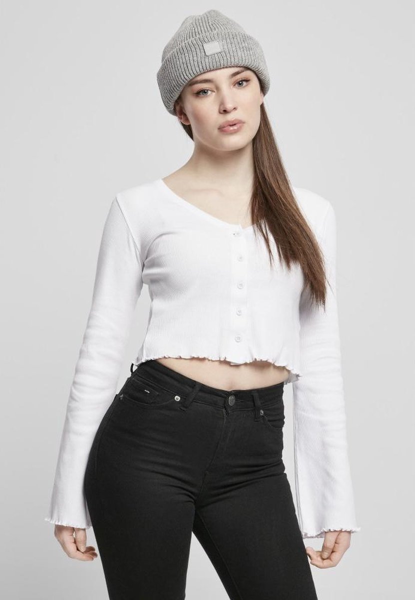 Urban Classics Cropped Rib Cardigan S Wit