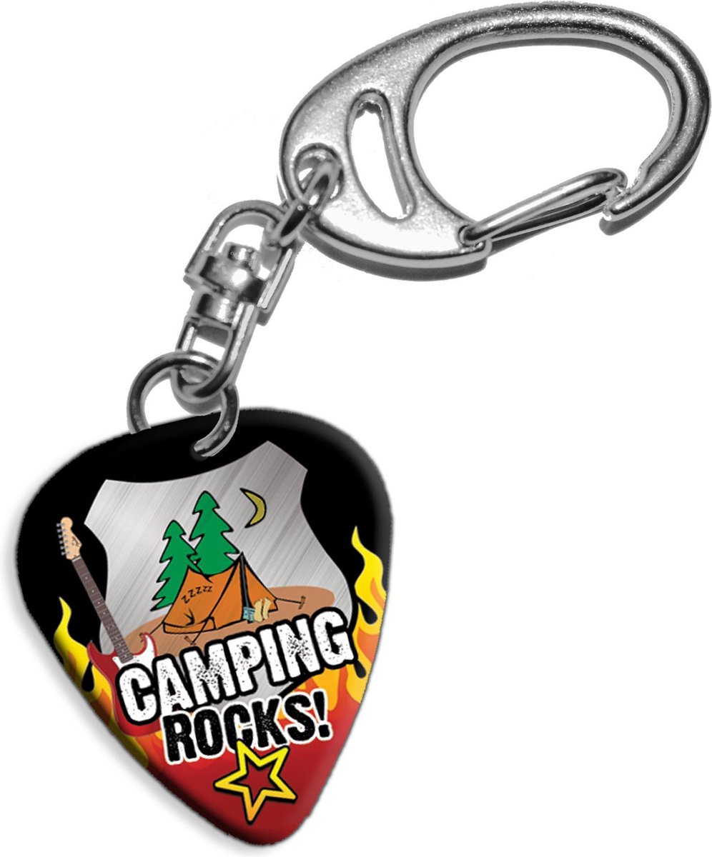 Plectrum sleutelhanger Camping Rocks!