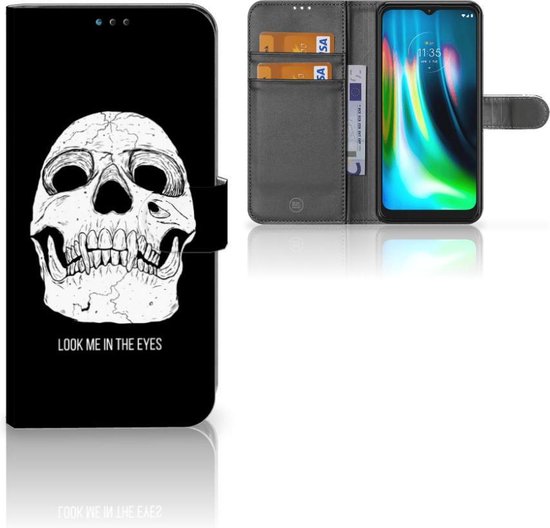 Flip Housse Motorola Moto G9 Play | E7 Plus Portefeuille Yeux Crâne