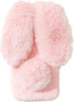 Casies Bunny telefoonhoesje - Apple iPhone 7/8 Plus - Roze - konijnen hoesje softcase - Pluche / Fluffy