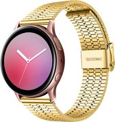 Stalen Smartwatch bandje - Geschikt voor  Samsung Galaxy Watch Active roestvrij stalen band - goud - Strap-it Horlogeband / Polsband / Armband