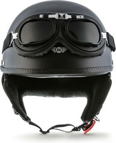 MOTO D23 braincap, Mat Zwart,  snorfietshelm, halve helm, pothelm voor scooter en motor, XXL, hoofdomtrek 63-64cm