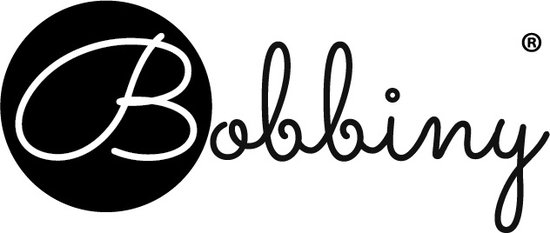 Bobbiny logo op een zwarte cirkel.