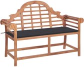 Medina Tuinbank met antracietkleurig kussen 120 cm massief teakhout