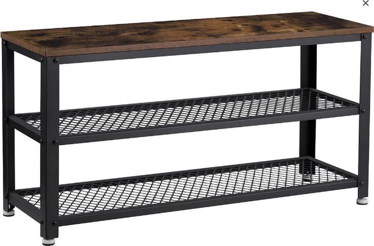 IDIMEX NAVAN Schoenenrek, metaal, zwart, robuuste schoenenbank met 4 planken, ruimtebesparende schoenencommode, ideaal voor open schoenenrek, schoenenstandaard, schoenenrekken