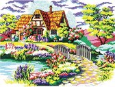 Voorbedrukt borduurpakket 43x34 cm - Cross stitch - F027 - Droom huis