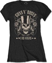 Guns N' Roses Ladies Tshirt - S- Top Hat, Skull & Pistols Las Vegas Zwart