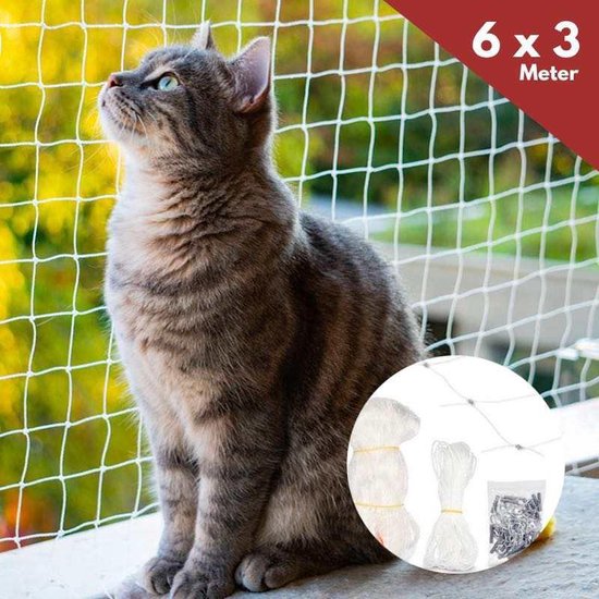 Kattennet Premium - 600 x 300 CM - Veiligheidsnet - Kattennet Voor Balkon - Kattengaas - Nylon - The Useful