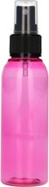 12 x 100 ml fles Basic Round PET roze + spraypomp zwart BPA vrij kunststof, hervulbaar, onbreekbaar, recyclebaar, lege fles