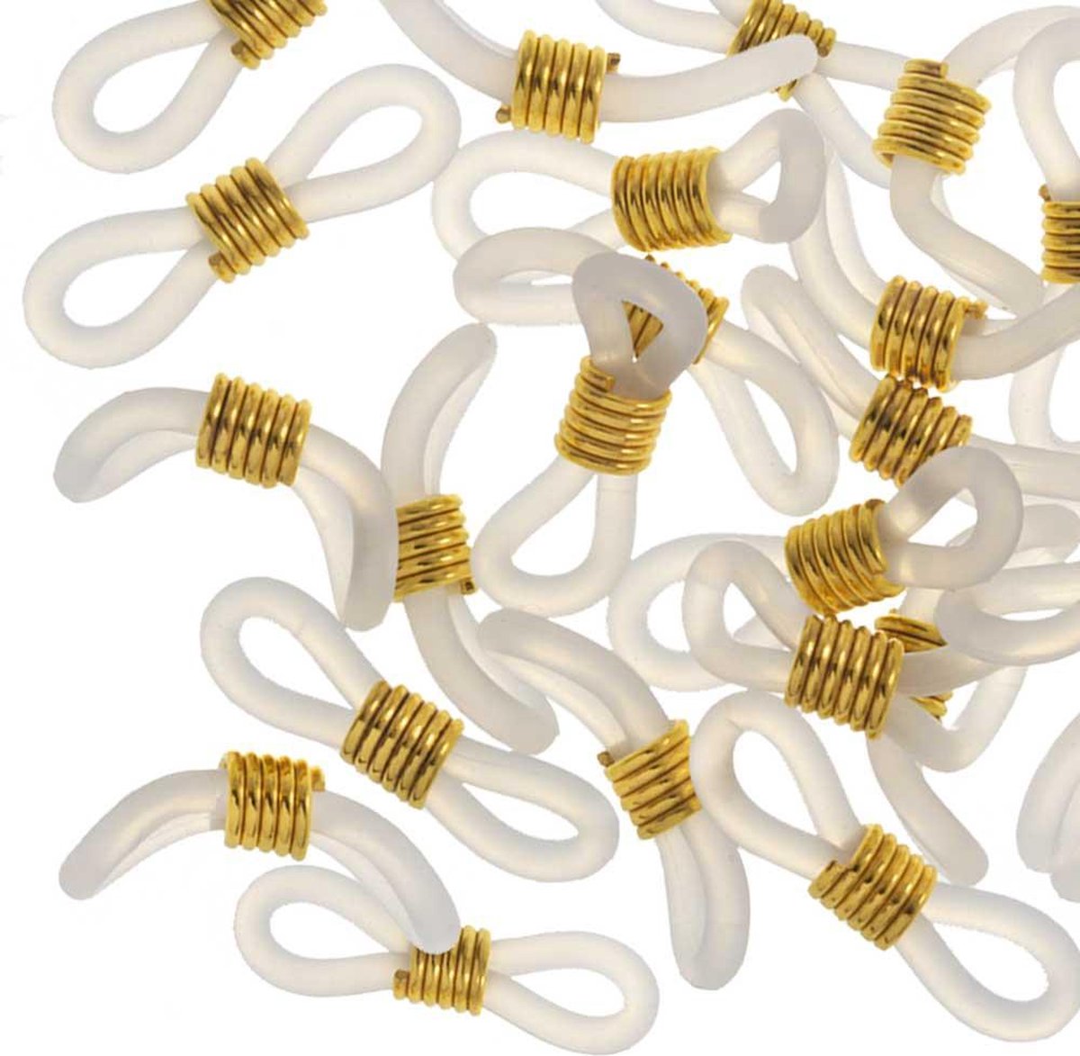 Bril Elastiekjes met Stainless Steel (20 x 6 mm) Transparent - Goud (25 Stuks)