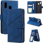 Voor Samsung Galaxy A20/A30 Skin Feel Business Horizontale Flip PU Lederen Case met Houder & Multi-Card Slots & Portemonnee & Lanyard & Fotolijst (Blauw)