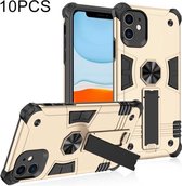 10 stuks schokbestendige TPU + pc-beschermhoes met onzichtbare houder voor iPhone 11 (goud)