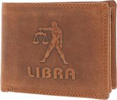 Nuba Leather - Lederen Heren Portemonnee - Anti Skim - Weegschaal logo - Libra - Cognac / Bruin