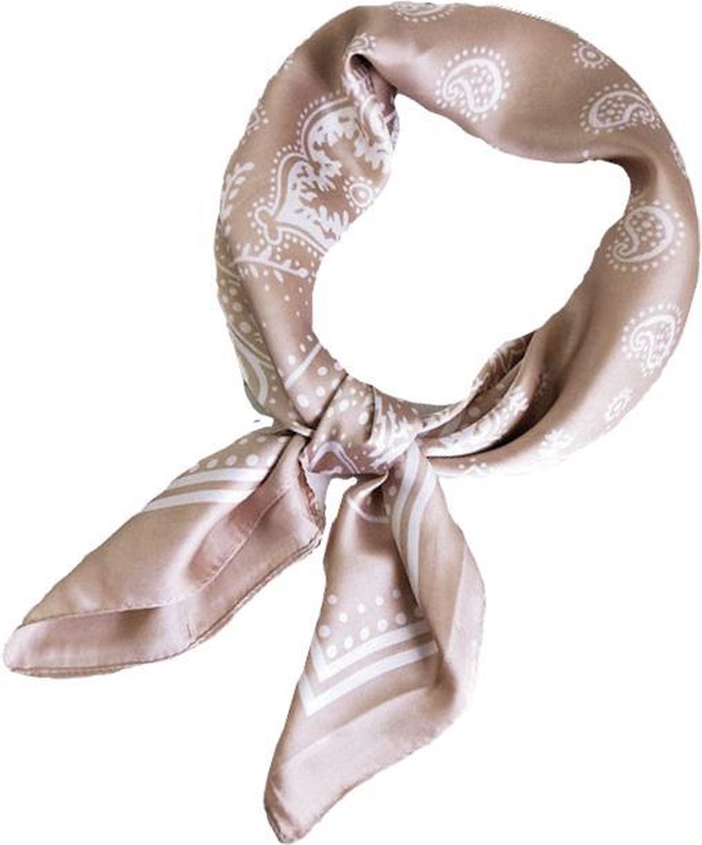 Paisley Bandana / Zakdoek Beige | Polyester - Satijnlook | 70 x 70 cm