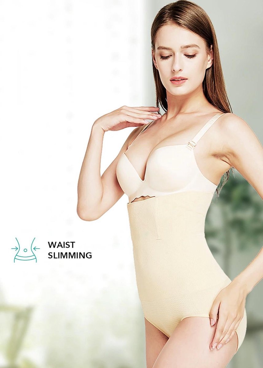 Fine Woman Hoge Corrigerende Slip voor Taille en Billen – Beige maat M/L