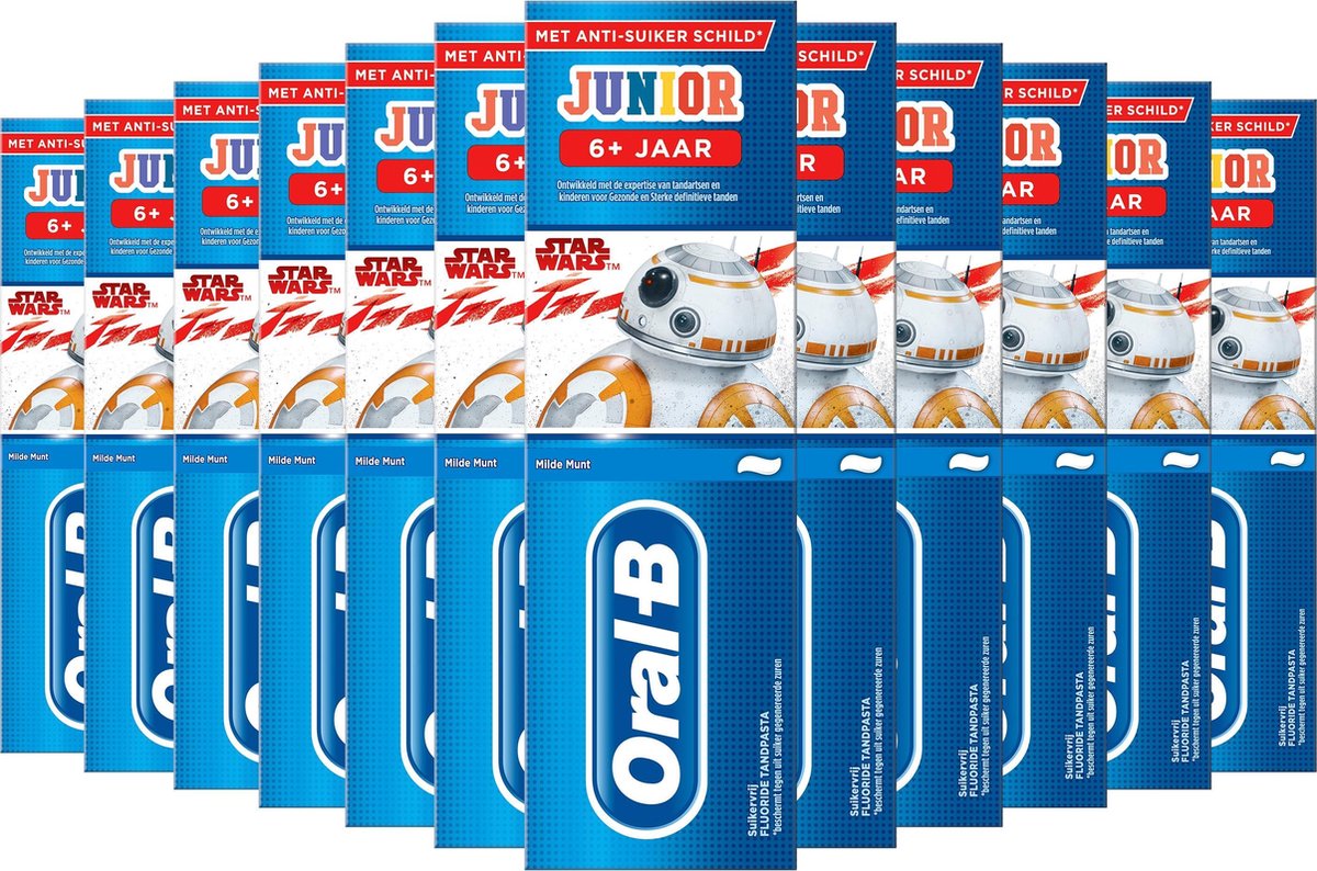 Oral-B Junior Star Wars - Tandpasta - Voordeelverpakking 12 x 75ml - 6+ Jaar