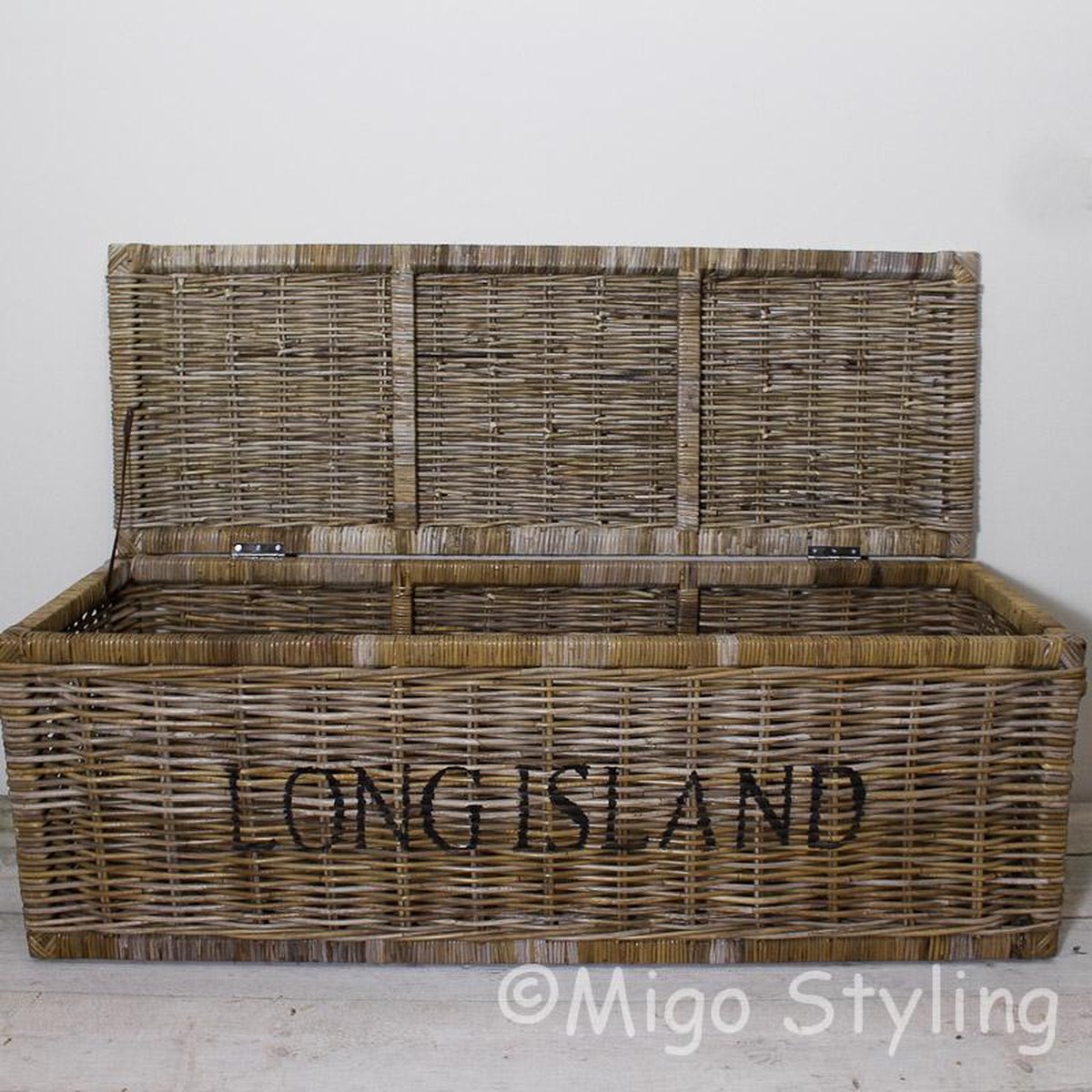 Opbergmand - Met deksel - 130x45x45 - Long Island - Riet - Rotan - Slaapkamer