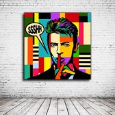 Pop Art David Bowie Canvas - 100 x 100 cm - Canvasprint - Op dennenhouten kader - Geprint Schilderij - Popart Wanddecoratie