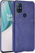 OnePlus Nord N10 5G Hoesje - Mobigear - Croco Serie - Hard Kunststof Backcover - Blauw - Hoesje Geschikt Voor OnePlus Nord N10 5G