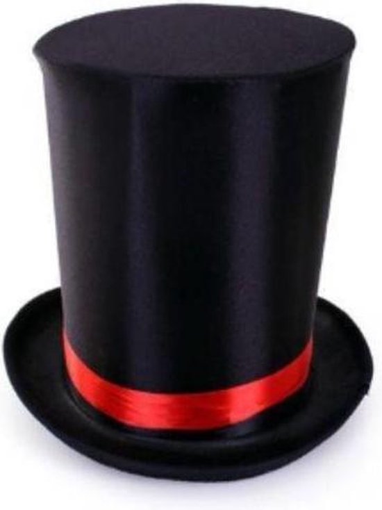 PartyXplosion - Hoed - Hoog - Satijn - Zwart/rood | bol.com