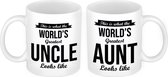 Worlds greatest Aunt en Uncle mok - Oom en Tante cadeau/ cadeautje beker/ mokken set
