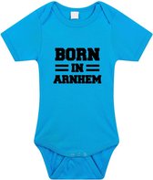 Born in Arnhem tekst baby rompertje blauw jongens - Kraamcadeau - Arnhem geboren cadeau 80 (9-12 maanden)