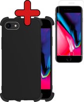 Hoes voor iPhone 7 Hoesje Siliconen Case Shock Proof Met Screenprotector - Hoes voor iPhone 7 Hoes Back Cover Hoesje Met Screenprotector - Zwart