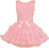 Roze tule jurk met rozen applicatie maat 110, prinsessen jurk, bruidsmeisje, verjaardag, kinderkleding.