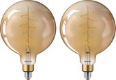2 stuks Philips led globe G200 E27 6.5W 2000K Goud dimbaar