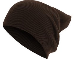 MSTRDS - Beanie Basic Flap Long Version chocolate one size Beanie Muts - Bruin