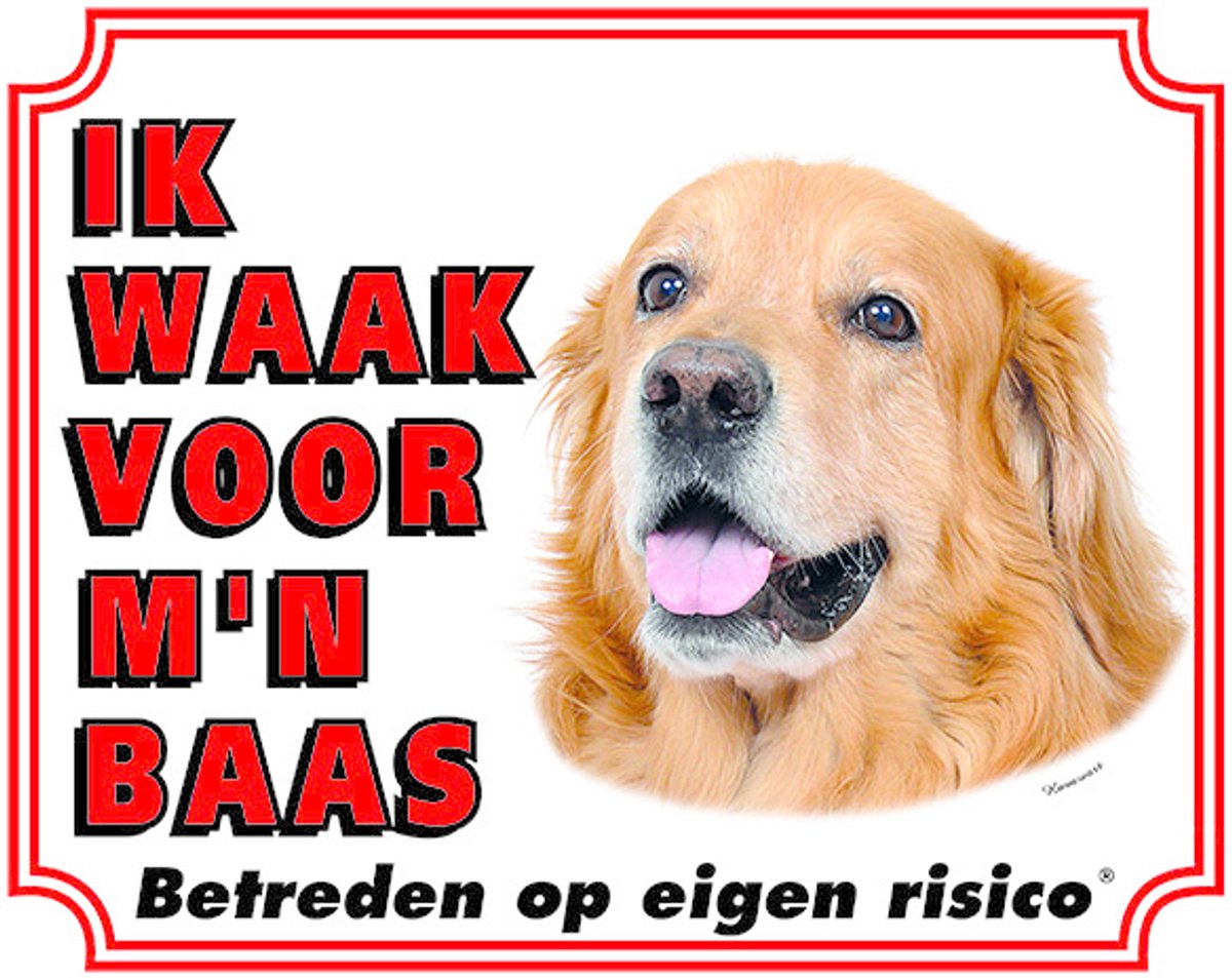 Hovawart Waakbord Blond - Ik waak voor mijn Baas
