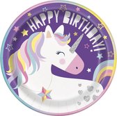 Unique Feestborden Unicorn Multicolor 23 Cm 8 Stuks