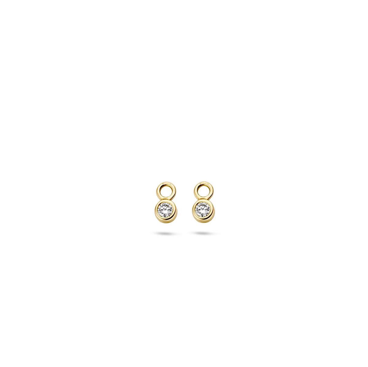 9058YZI Oorbedels 14 Krt goud met zirkonia