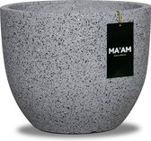 MA'AM Leah - bloempot - rond - 30x25 - grijs granito - licht gewicht modern/industrieel/scandinavisch