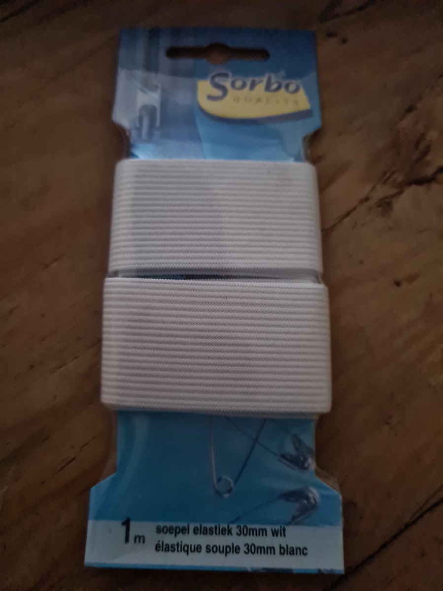 Sorbo Soepel Elastiek - 1m - 30mm breed - Wit