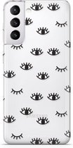 Fooncase Hoesje Geschikt voor Samsung Galaxy S21 - Shockproof Case - Back Cover / Soft Case - Eyes / Ogen