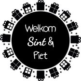 Sinterklaas raamsticker rond herbruikbaar - Decoratie Sinterklaas - Raamsticker - Welkom Sint en Piet - Sinterklaas - Zwarte Piet - Zwart - Herbruikbaar