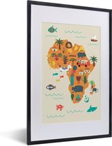 Carte du Wereldkaart Enfants - Afrique - Oranje - Affiche scolaire - Chambre d'enfant - 40x60 cm