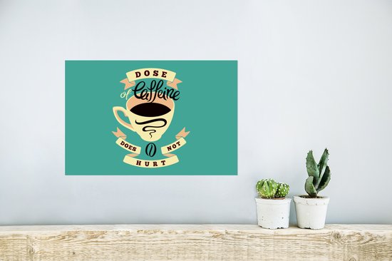 Illustration de café Vintage sur fond turquoise 30x20 cm - petite